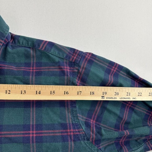 Vintage L.L. Bean Mens Shirt Adult 15.5 / 32 Button Down Plaid Green Made In USA - Picture 8 of 9